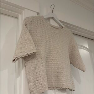 Universal Thread Cream Open-Knit Short Sleeve Top